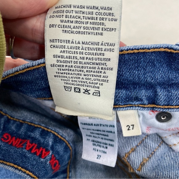 AO.LA Floral amazing high rise Girlfriend Slim Blue Jeans Size 27 - Picture 12 of 12